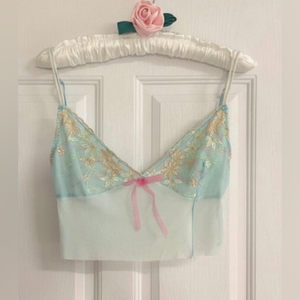 Baby blue vintage, top Japanese crop top